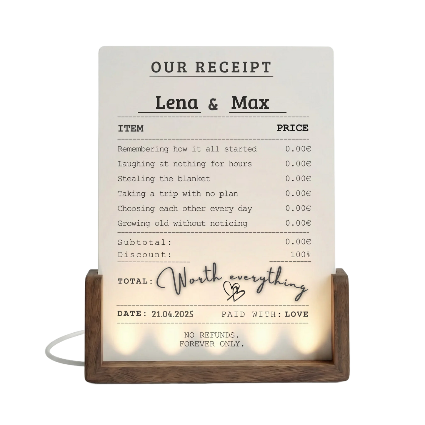 Our Receipt